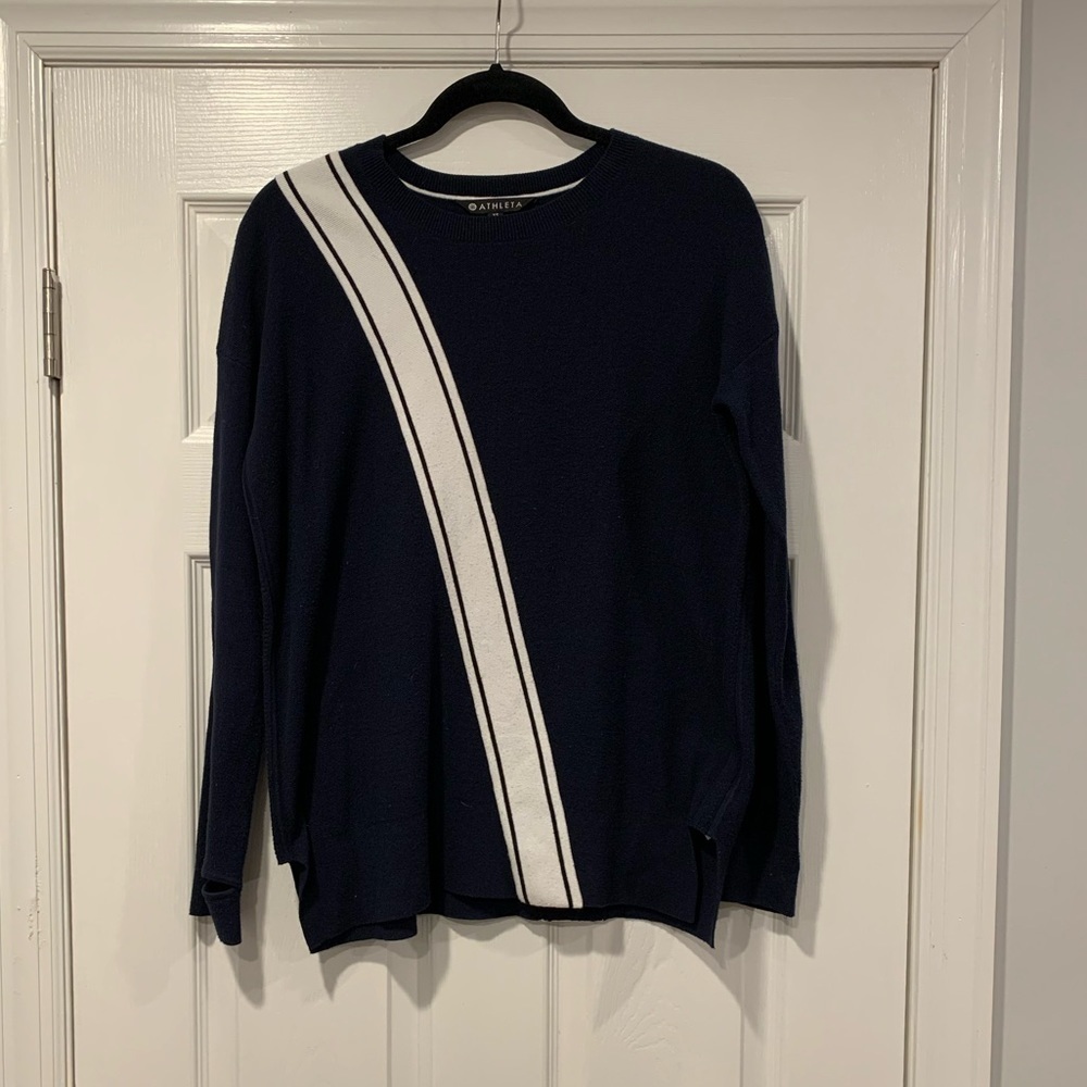 Athleta Streetwise Varsity Striped Crewneck Sweater